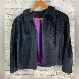 Vtg Flapper Era Elegant Faux Fur Evening Jacket Black Women’s Small